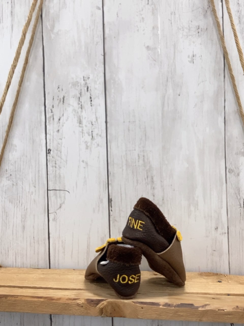   Hausschuhe  Gr. 19  braun hellbraun Leder Giraffe 