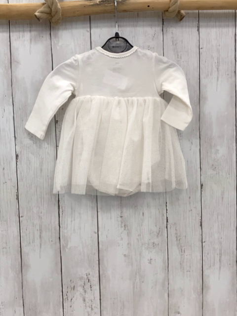 H&M  Kleid  Gr. 62  weiß Tüllüberrock mit goldenen Glitzerpunkten 