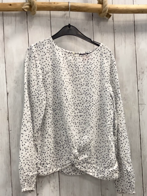 S´Oliver Bluse Gr. 152  weiß silber Glitzerfäden blaue Punkte