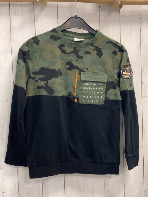 Coccodrillo  Langarmshirt  Gr. 146/152  oliv schwarz beige gemustert + schwarz