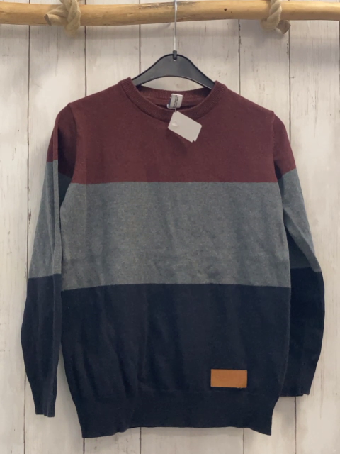   Pullover  Gr. 134/140  weinrot grau blau Strick 