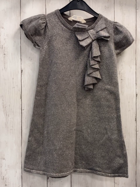 H&M  Kleid  Gr. 110  grau silber Glitzer große Schleife 