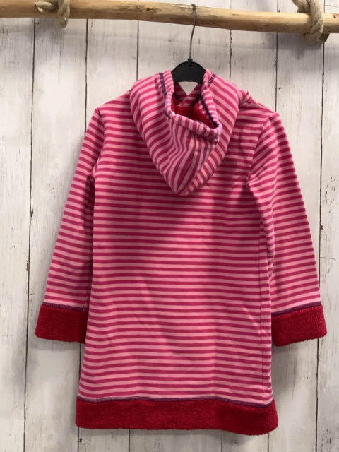 Jako-o  Kleid  Gr. 116  pink rosa Streifen Kapuze Eichhörnchen roter Plüschbund 