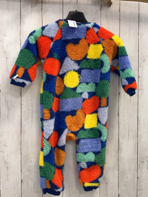 Next  Plüschoverall Gr. 92  blau bunte Quadrate + Kreise blauer Bund 