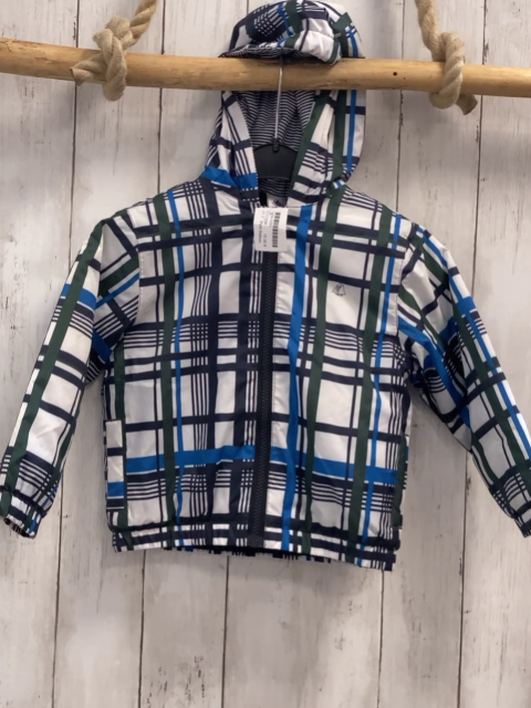 Petit Bateau  Jacke  Gr. 104  weiß schwarz oliv blau kariert 