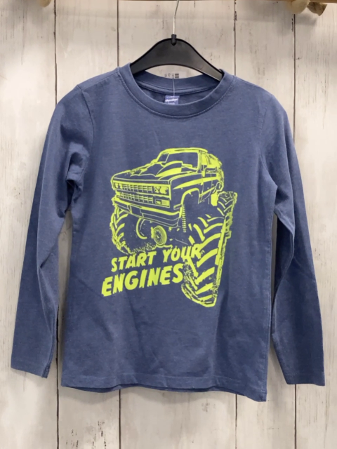 Dopodopo Langarmshirt  Gr. 110  hellblau hellgrünes Auto Schrift 