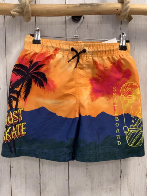 H&M  Badeshorts  Gr. 134/140  orange blau Palmen gelbe Schrift 