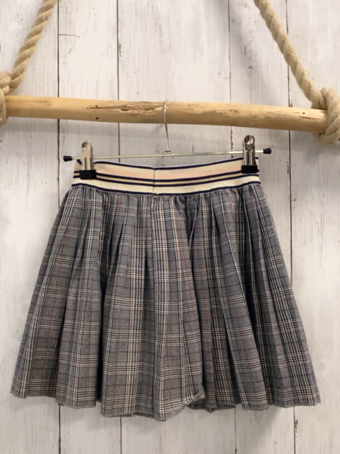   Rock Gr. 128  grau hellgrau beige rot kariert Streifenbund mit Glitzer 