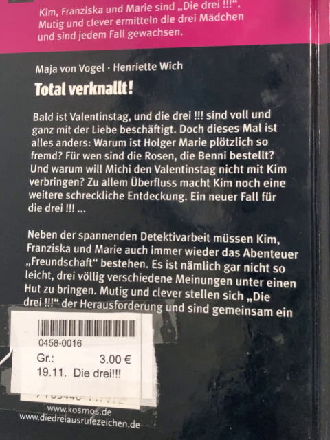 Die drei!!! Buch Total verknallt 
