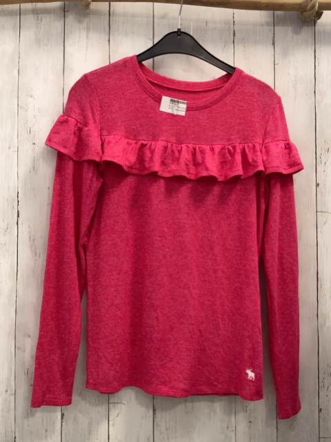 Abercrombie  Pullover  Gr. 158/164  rot hellgrau meliert Strick Rüschen 