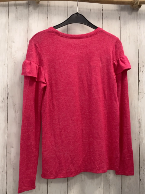 Abercrombie  Pullover  Gr. 158/164  rot hellgrau meliert Strick Rüschen 