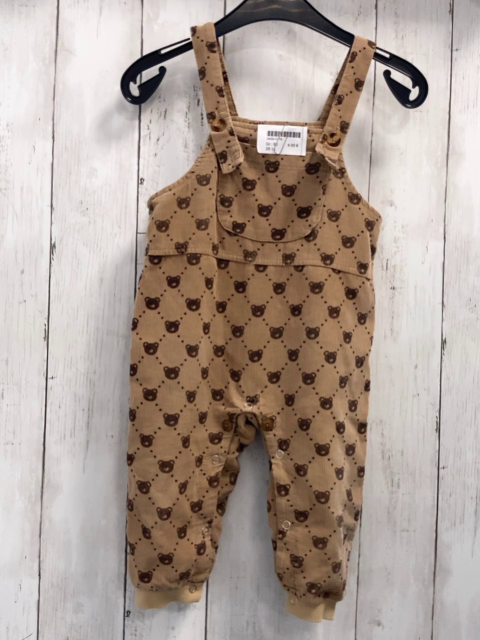   Latzhose  Gr. 80  hellbraun Kord braune Bärenköpfe beige Saum 