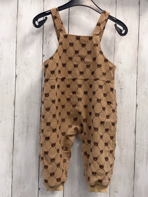   Latzhose  Gr. 80  hellbraun Kord braune Bärenköpfe beige Saum 