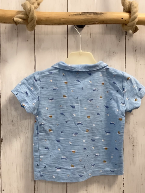   T-Shirt  Gr. 74  hellblau Wale Schiffe Polokragen