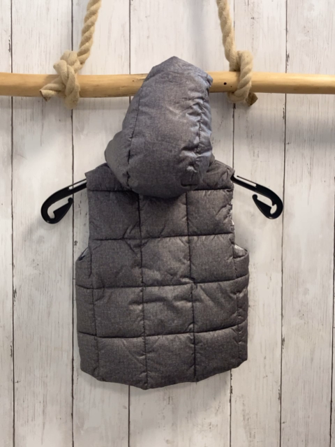 H&M  Weste  Gr. 74  grau Kapuze grau weiß gestreiftes Futter 