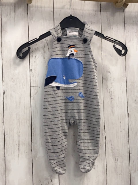 Strampler  Gr. 56  grau Streifen Wal Möwe