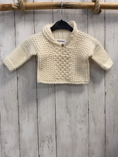   Pullover  Gr. 74  weiß Streifek Zöpfe Rauten 
