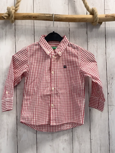 Benetton  Hemd  Gr. 92  rot weiß kariert 
