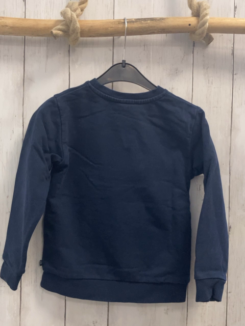 Okaidi Pullover  Gr. 116  blau Fußballer Pailetten