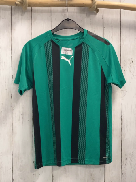 Puma  Sportshirt  Gr. 164  grün schwarze Streifen weißer Puma 