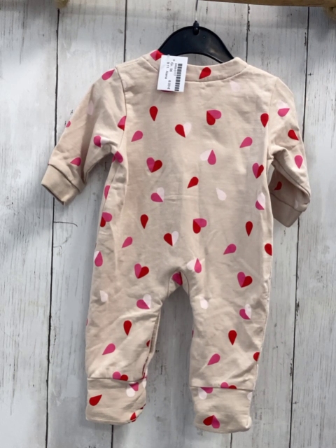 Alana Overall Gr. 56  beige pink rote Herzen