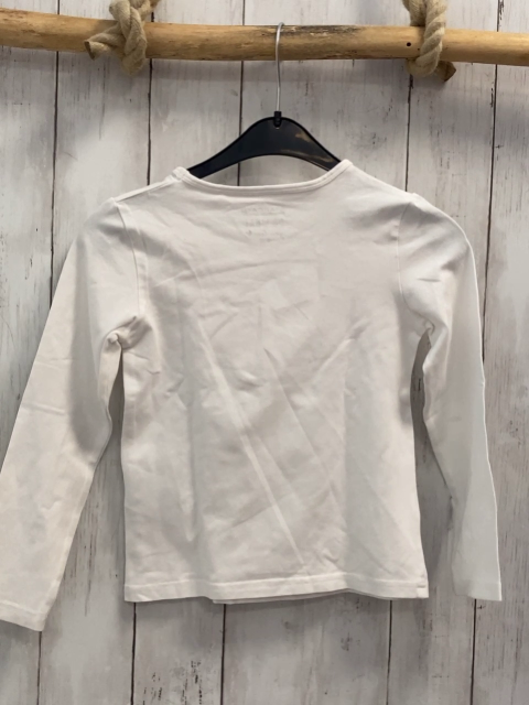Staccato  Langarmshirt  Gr. 116  weiß bunte Herzen mit Glitzer + Pailetten