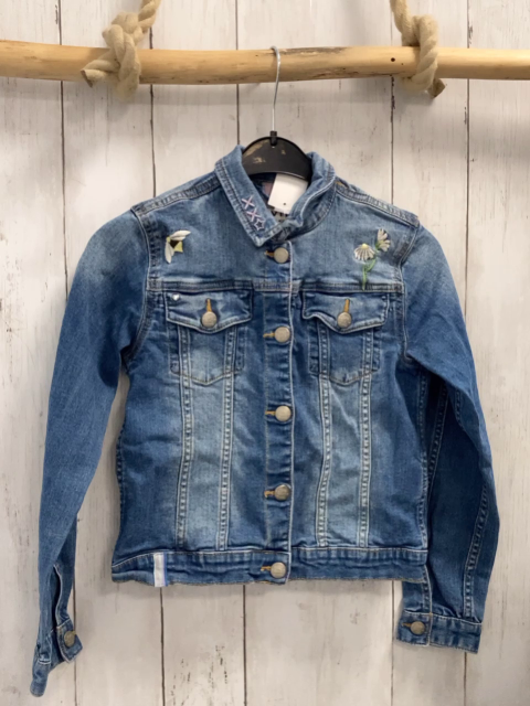 Review  Jeansjacke  Gr. 134  blau gestickte Blumen 
