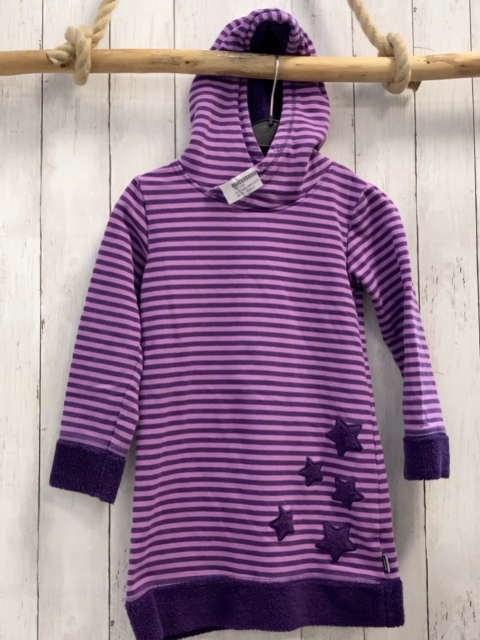 Jako-o  Kleid  Gr. 122/128  lavendel lila Streifen Kapuze lila Plüschbund 
