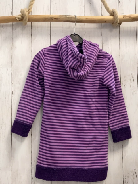 Jako-o  Kleid  Gr. 122/128  lavendel lila Streifen Kapuze lila Plüschbund 
