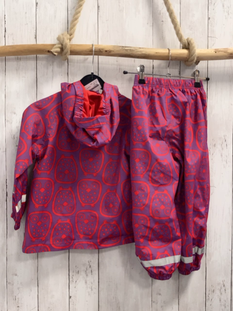 2tlg Regenanzug Gr. 98  lila rote Eulen