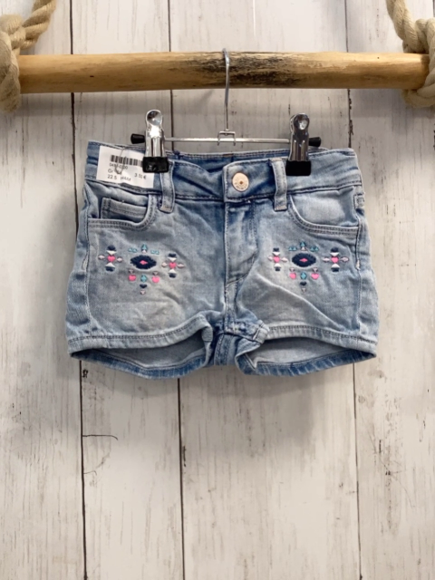 H&M  Shorts  Gr. 98  blau Jeans bestickt Bund verstellbar 