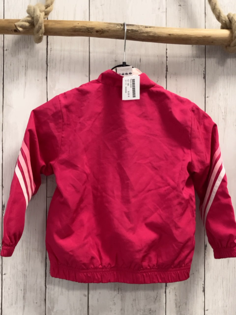 Adidas  Joggingjacke  Gr. 98  pink + weiß rosa Streifen weiße Schrift + Label  