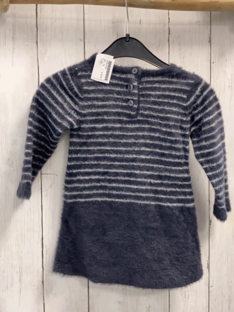   Kleid  Gr. 74  grau hellgraue Streifen Strick flusig PInguinesicht 