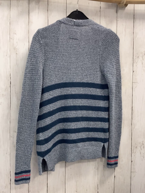 Abercrombie  Strickjacke  Gr. 146/152  hellblau hellgrau meliert + petrol Streifene 