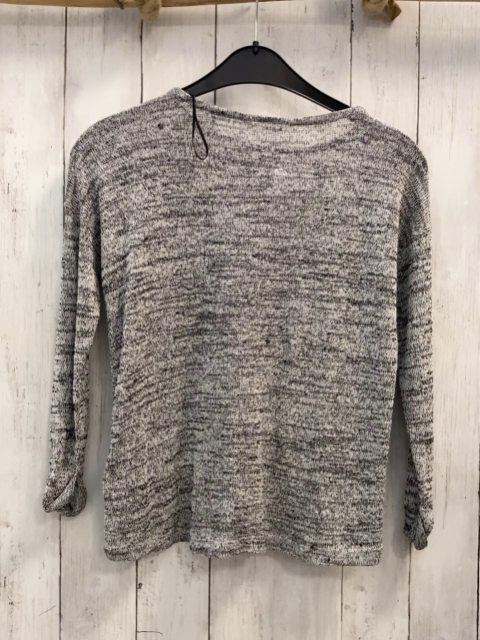 H&M  Pullover  Gr. 146/152  hellgrau grau meliert Strick schwarzer Stern 