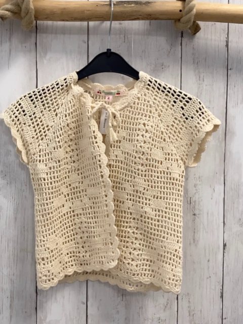 Bonpoint  Weste  Gr. 104  beige gehäkelt