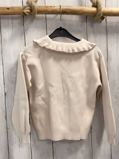 Zara  Pullover  Gr. 116  beige Strick großer Kragen mit Blumenstickerei