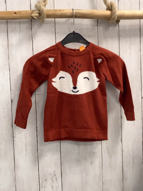   Pullover  Gr. 92  braun Strick weißss Fuchsgesicht 