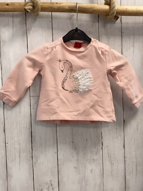 S´Oliver  Pullover  Gr. 74  rosa Schwan mit Rosetten goldene Pailetten 