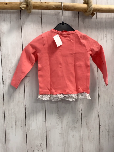 S´Oliver  Langarmshirt  Gr. 74  hellrot weißer Blusensaum mit Lochstickerei 