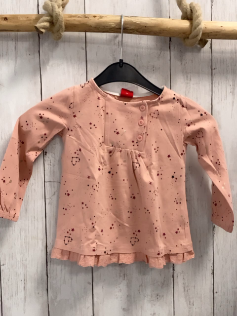 S´Oliver  Langarmshirt  Gr. 86  lachs Sterne + Punkte zT mit Glitzer 