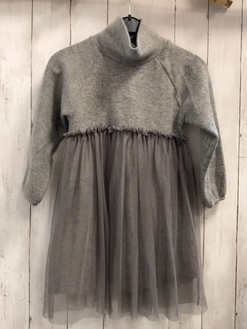 Zara  Kleid  Gr. 116  graues Strickoberteil mit Rippen + Rollkragen Tüllüberrock