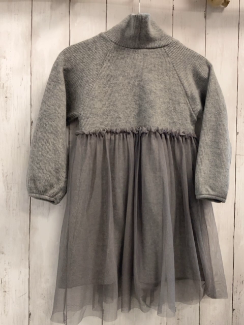 Zara  Kleid  Gr. 116  graues Strickoberteil mit Rippen + Rollkragen Tüllüberrock