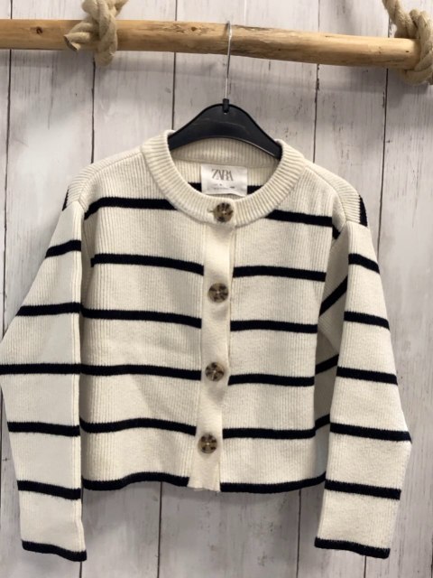 Zara  Strickjacke  Gr. 116  weiß schwarze Streifen Rippen 