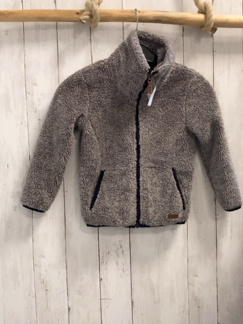 Protest  Teddyjacke  Gr. 116  hellgrau schwarzer Bund + Reißverschluss 