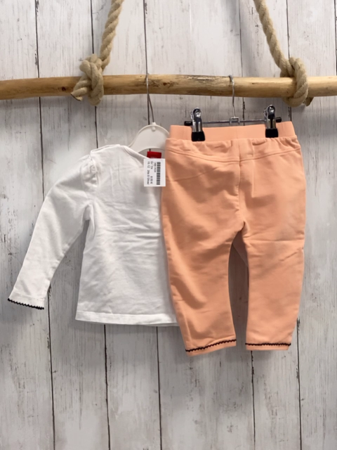 2tlg S´Oliver  Langarmshirt + Leggings  Gr. 74  weiß Pandabären + orange mit schwarzem Glitzerherz 