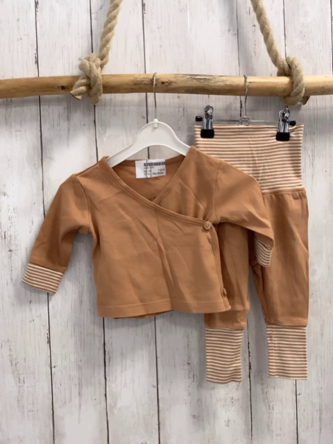2tlg Alana  Langarmshirt + Leggings  Gr. 62  mocca + weiße Streifen 
