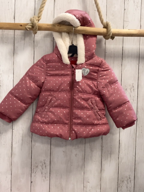 S´Oliver  Winterjacke  Gr. 92  rosa silber Sterne Kapuze mit beige Teddybund + -futter 