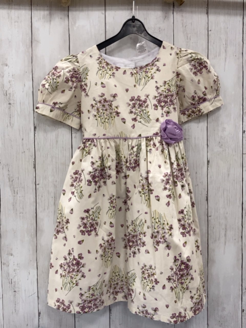 Alice Kids  Kleid  Gr. 116  beige lavendel Blumen + Rosette 