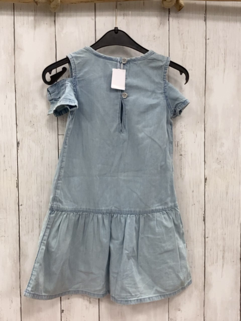 Manguun Kleid  Gr. 98  hellblau Jeans Einhorn Dino Schrift 